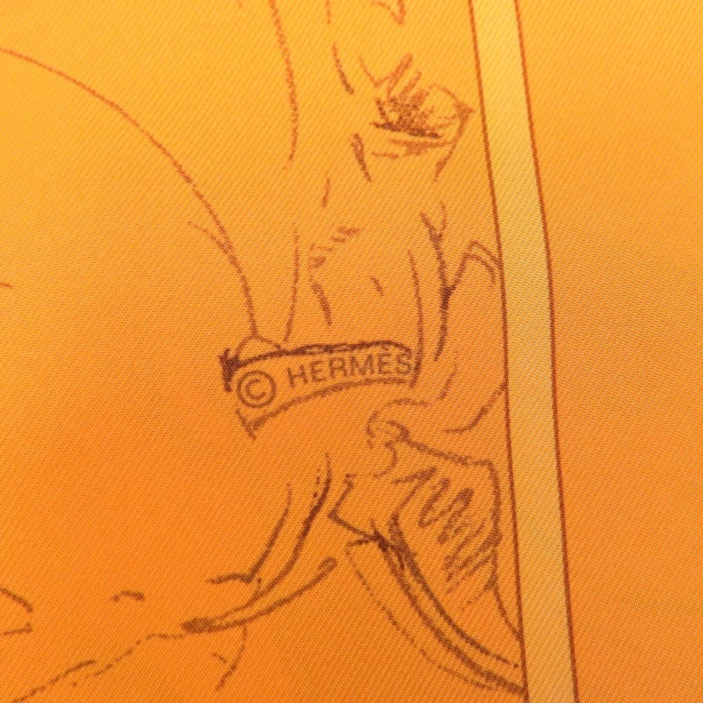 Hermes Carre 90 Ballet equestre Horse Scarf Muffler Silk Orange - Picture 7 of 7